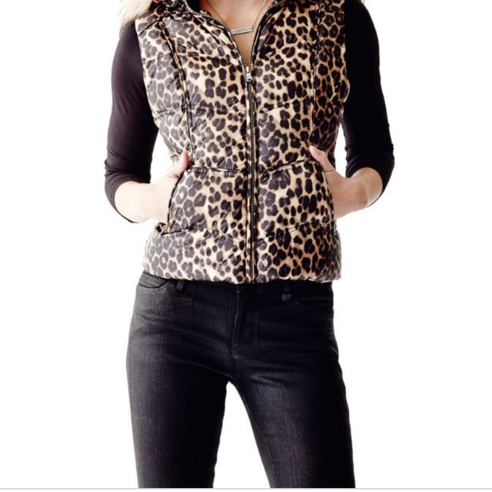 GUESS leopard puffer vest